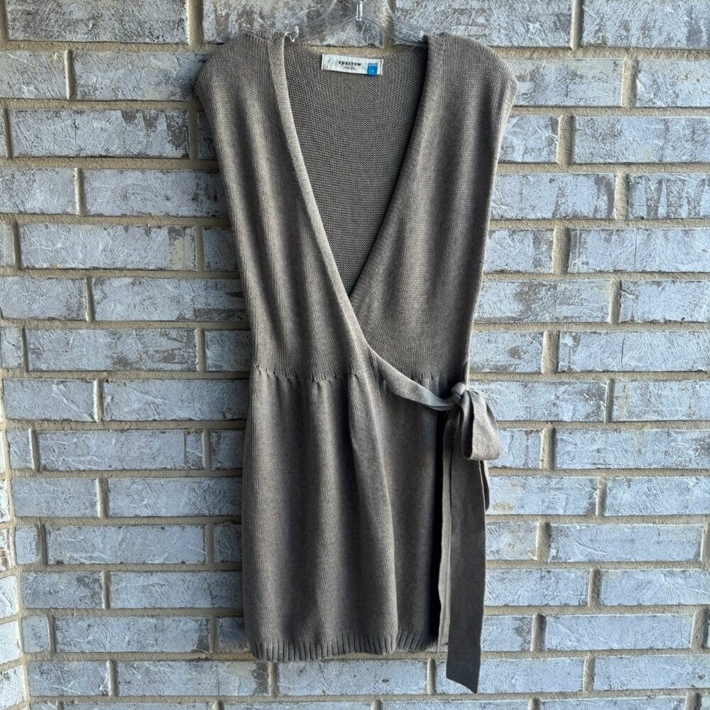 Sparrow Sleeveless Cotton/Angora Side Tie Cardigan Sweater Women's Size S